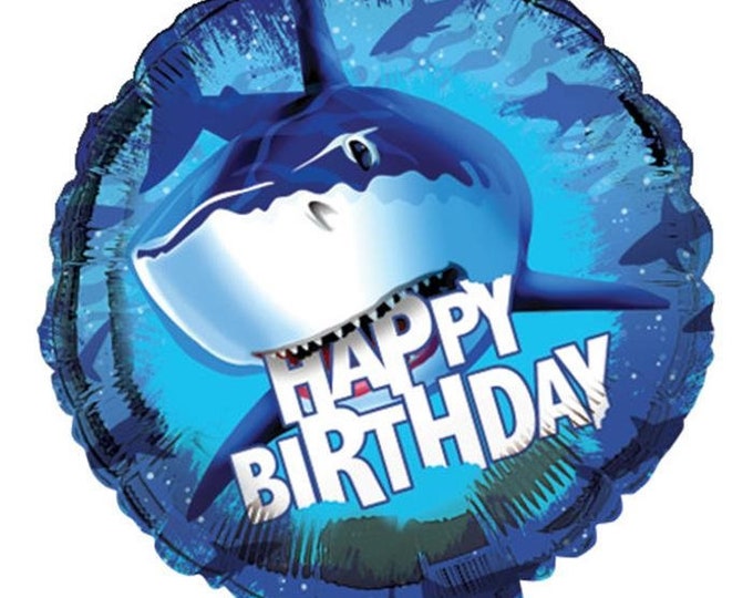 Shark Themed Happy Birthday Mylar Balloon - 18" Round