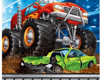 Monster Truck Rally Beverage Napkins (16) - Birthday Party Supplies
