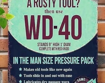 WD-40 Vintage Style Metal Sign - 8x12 Inch
