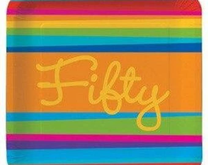 Birthday Stripes Age 50 Plates (8)