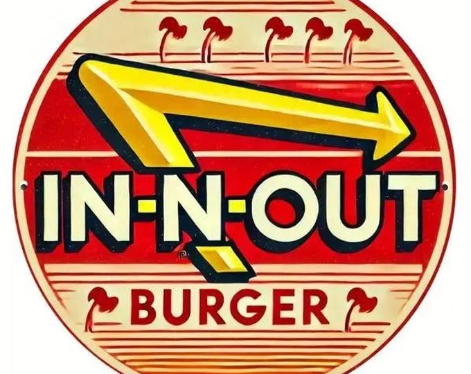 In-N-Out Burger Metal Sign - 8x8 Inch