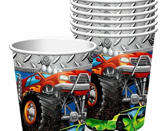 Monster Truck Rally Cups (8) - Birthday Party Supplies