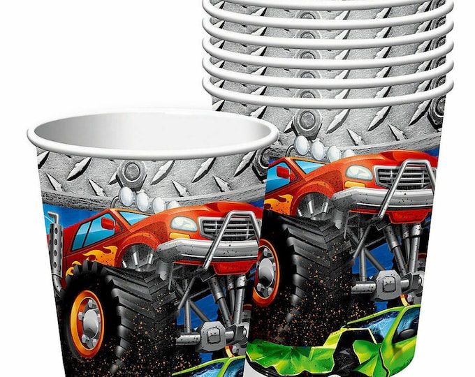 Monster Truck Rally Cups (8) - Birthday Party Supplies