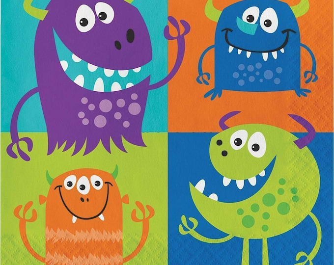 Fun Monsters Lunch Napkins (16) - Birthday Party Supplies