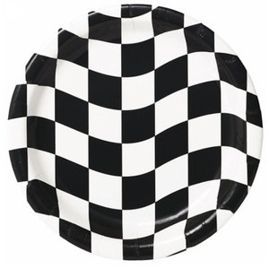 Checkered Flag Dinner Plates (8) - NASCAR Racing Birthday Party Supplies