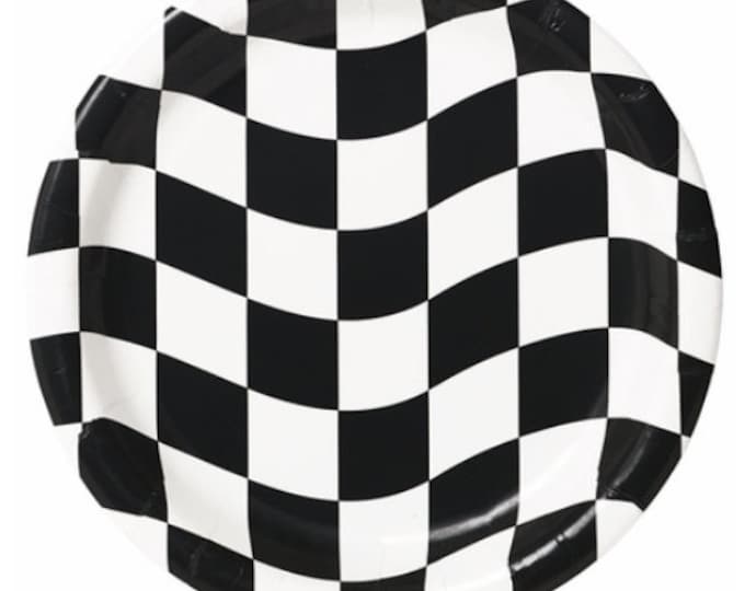 Checkered Flag Dinner Plates (8) - NASCAR Racing Birthday Party Supplies