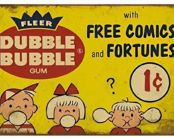 Dubble Bubble Gum Metal Sign - Retro Comics Reproduction (8x12 Inch)