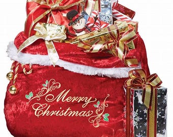 Embroidered Santa Bag with Bells | Deluxe Christmas Toy Sack