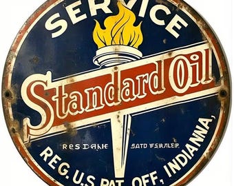 Standard Oil Round Metal Sign - 8x8 Inch