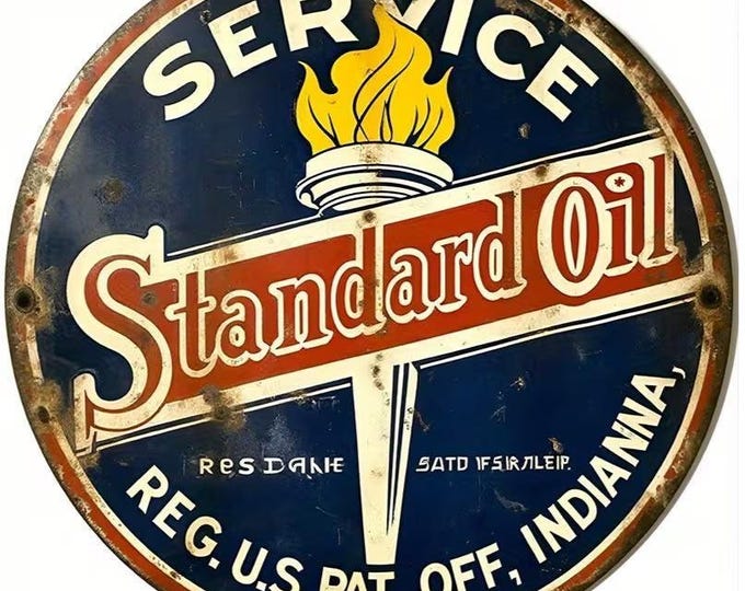 Standard Oil Round Metal Sign - 8x8 Inch