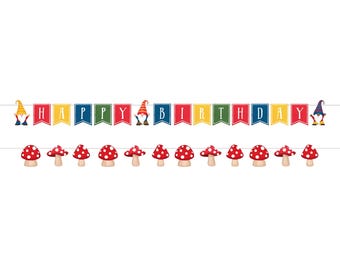 Gnome Happy Birthday Banner Kit - Includes 2 Banners