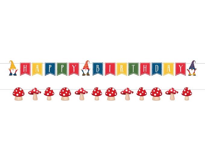Gnome Happy Birthday Banner Kit - Includes 2 Banners