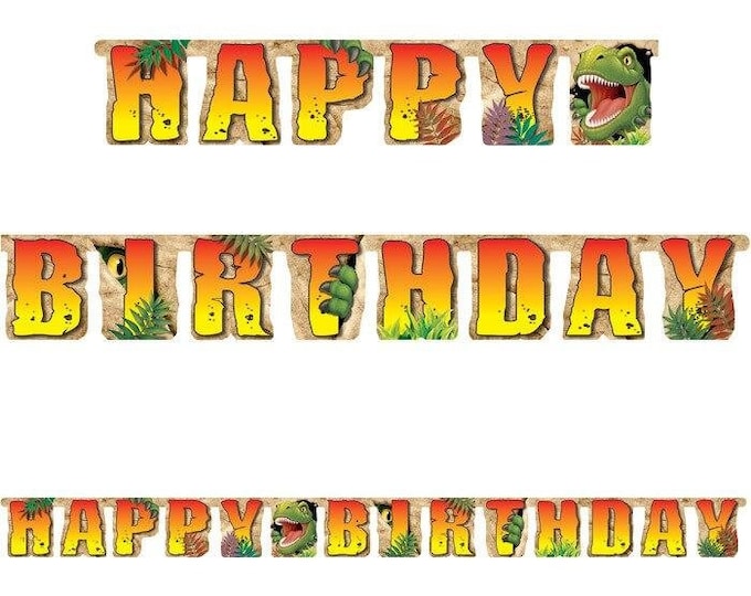 Dino Blast Jointed Happy Birthday Banner
