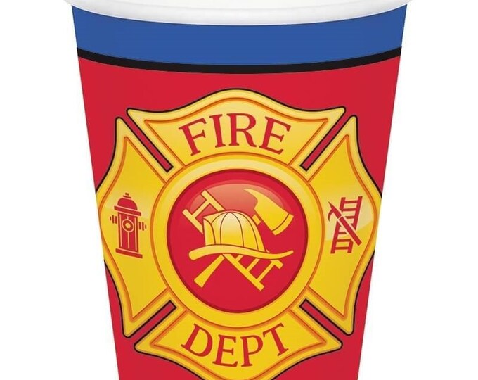 Flaming fire truck cups (8) - birthday party supplies