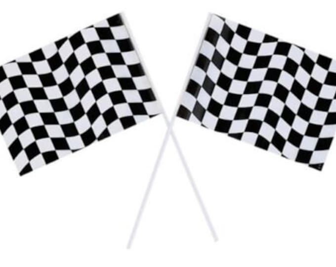 Black & White Checkered Plastic Flags (2) - NASCAR Racing Birthday Party Supplies