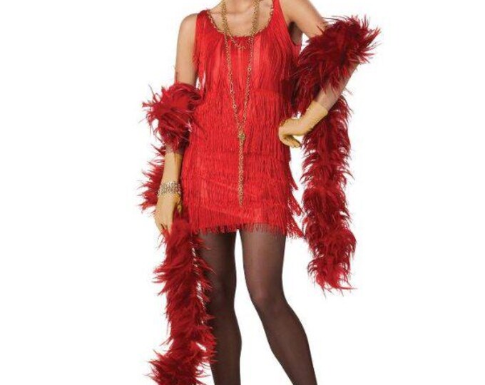 Women's Red 1920s Flapper Costume | Roaring 20s Fringed Gatsby Dress
