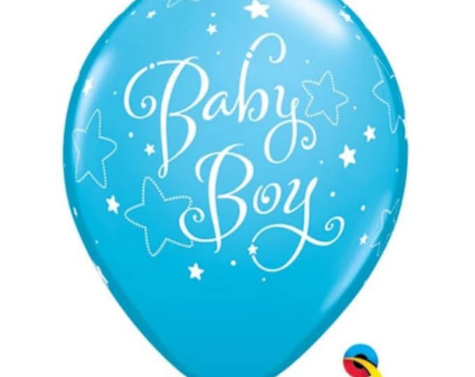11" Baby Boy Stars Latex Balloons (6)