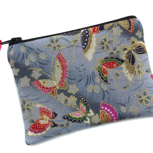 colorful Japanese fabric gray and pink wallet