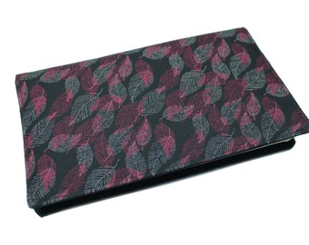 fabric checkbook cover feathers fall leaves - mothers birthday, protects checkbook, checkbook covers fabric