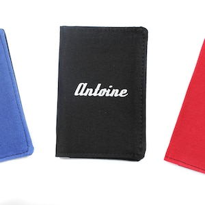 porte cartes personnalisé en tissu , carte bancaire , bus , cantine , carte d'identité , collège