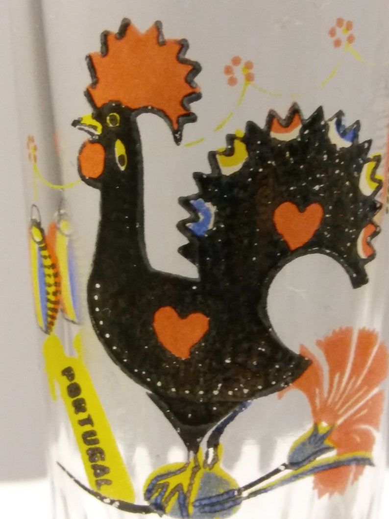 Portugal Atlantis Crisal Shot Glasses Good Luck Rooster