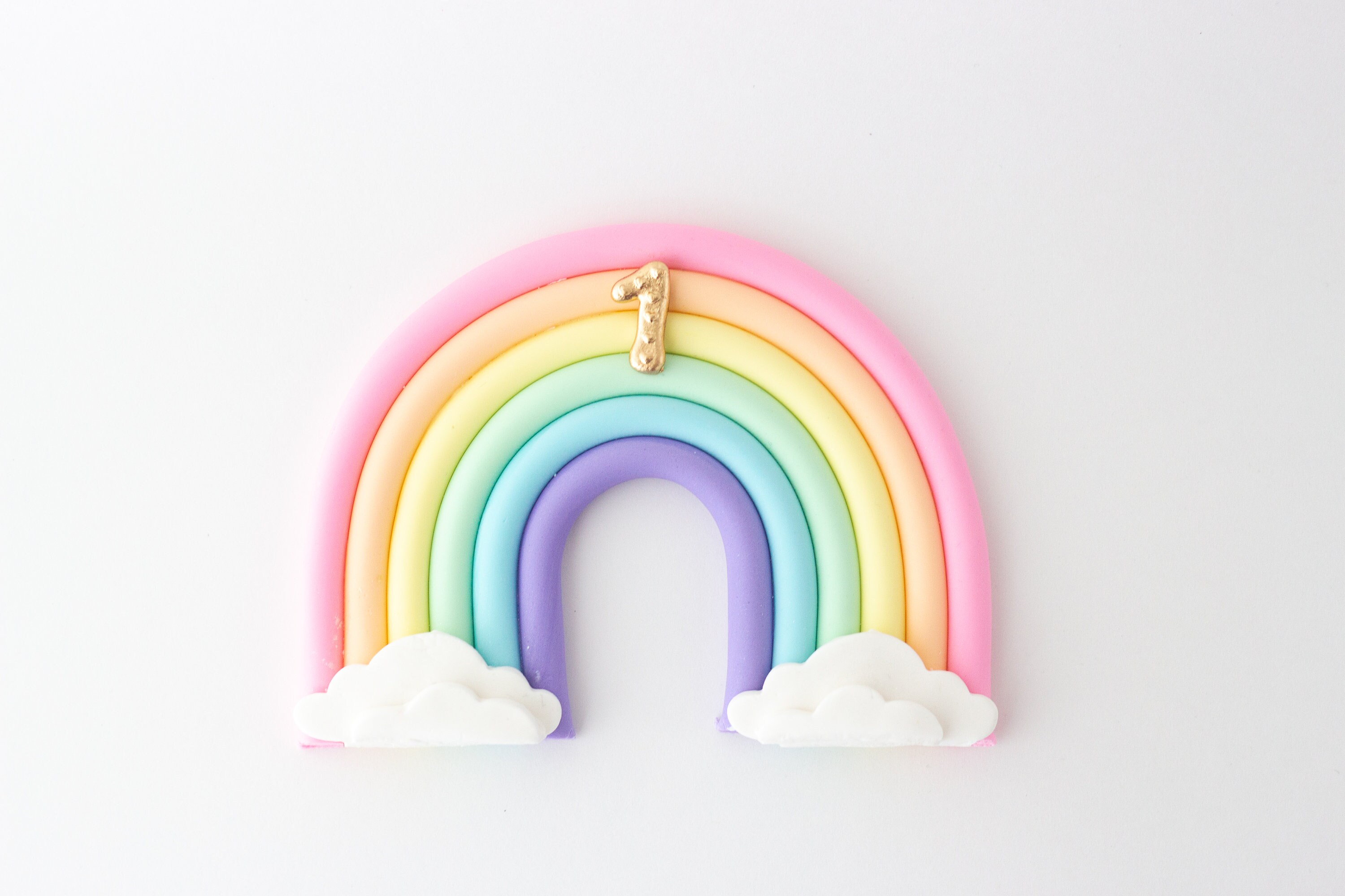 Pastel Rainbow Fondant Cake Topper All rainbows will have Etsy