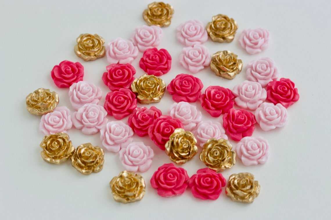 12 Gold Fondant Mini Tea Roses Gold Edible Sugar Flowers Etsy