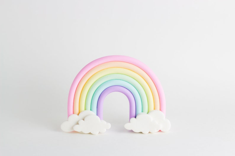 Pastel Rainbow Fondant Cake Topper Bild 4