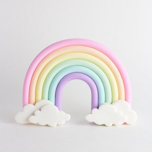 Pastel Rainbow Fondant Cake Topper