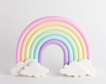 Pastel Rainbow Fondant Cake Topper