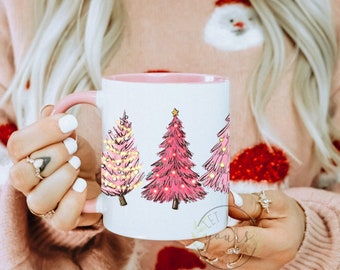 Christmas Tree Wrap Mug, Seasonal Decor, Pinkmas Gift For Her