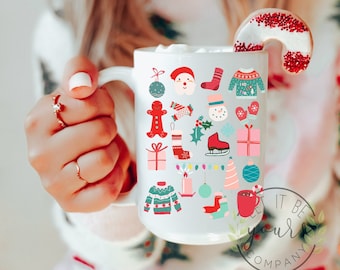 Retro Gingerbread Man Christmas Coffee Mug, Merry and Bright Holiday Mug