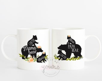 Mama and Papa Bear Mugs, Papa Bear Mug, Papa Bear, Fathers Day, Mother's Day, Baby Shower Gift, Mama Bear Mug, Gift For Mom, Custom Mug