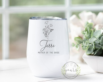 Personalized Mother of the Bride Mug, Floral Wedding Gift