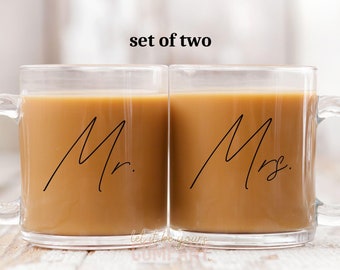 Personalized Wedding Mugs, Husband and Wife Mugs, Engagement Gift For Couple, Custom Mr and Mrs Coffee Mugs