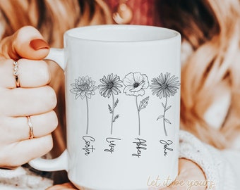 Personalized Mother's Day Mugs: Birth Flower Mug & More - Unique Gifts for Grandma