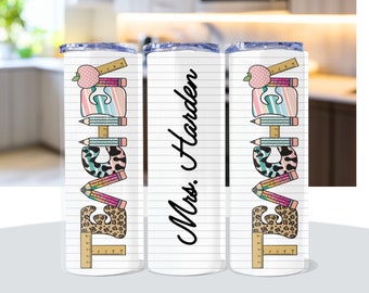 Teacher Gifts Personalized Tumbler Teacher Appreciation Gifts, Custom Teacher Tumbler with lid and straw
