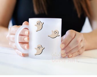 Ghost Mug | Halloween Ghost Glass Mug | 11oz Clear Glass | Spooky Fall Decor |