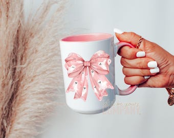 Adorable Pink Halloween Ghost Mug Fall Gift  Cute Halloween Decor  Pink Drinkware