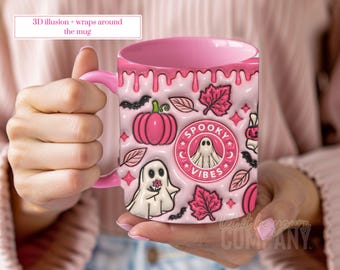 Halloween Mug, Fall Mug, Pink Halloween Coffee Mug, Pumpkin Mug, Fall Coffee Halloween Home Decor, Spooky