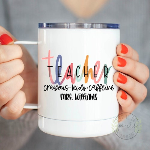 Teacher Enamel Mug Teacher Mug Personalized Teacher Gift Etsy