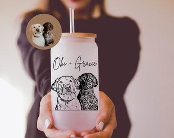 Custom Pet Mug, Dog Mom Glass , Custom Pet Beer Can Glass, Dog Lover Gift, Pet Portrait Glass Tumbler, Gift For Dog Dad, Pet Memorial Gift