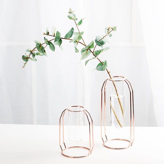 Rose Gold Frame Vase Modern Home Vase Decor Modern Bud Vase Etsy