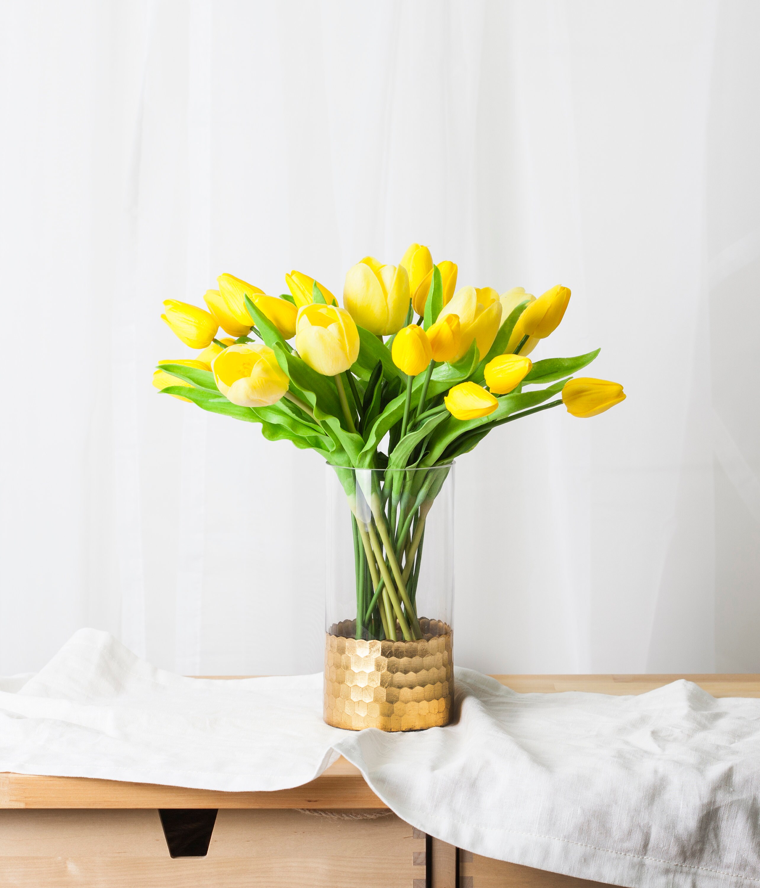 Gold Bottom Cylinder Glass Vase for Centerpieces and Floral Etsy