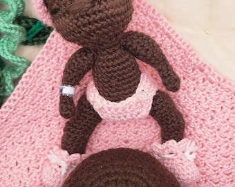 Handmade Crochet Baby Doll with Accessories