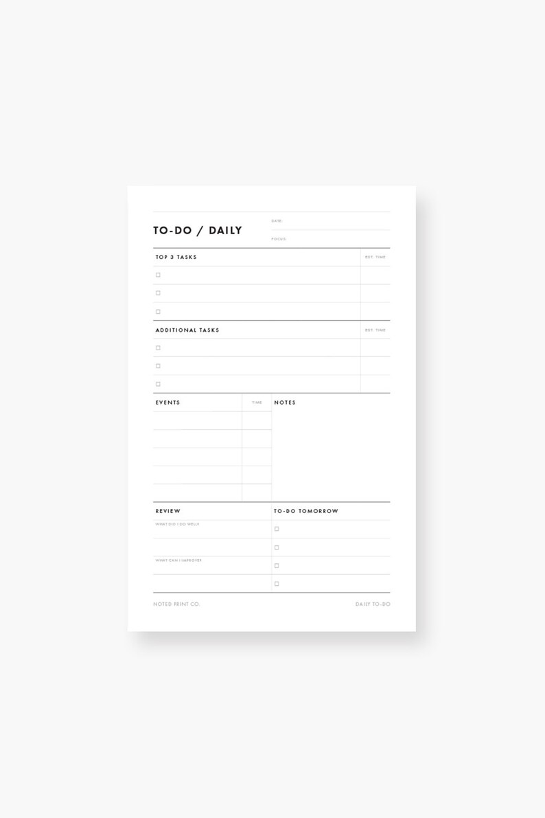 Daily Planner 5.5 X 8.5 Half Sheet Printable PDF Instant Download to Do ...