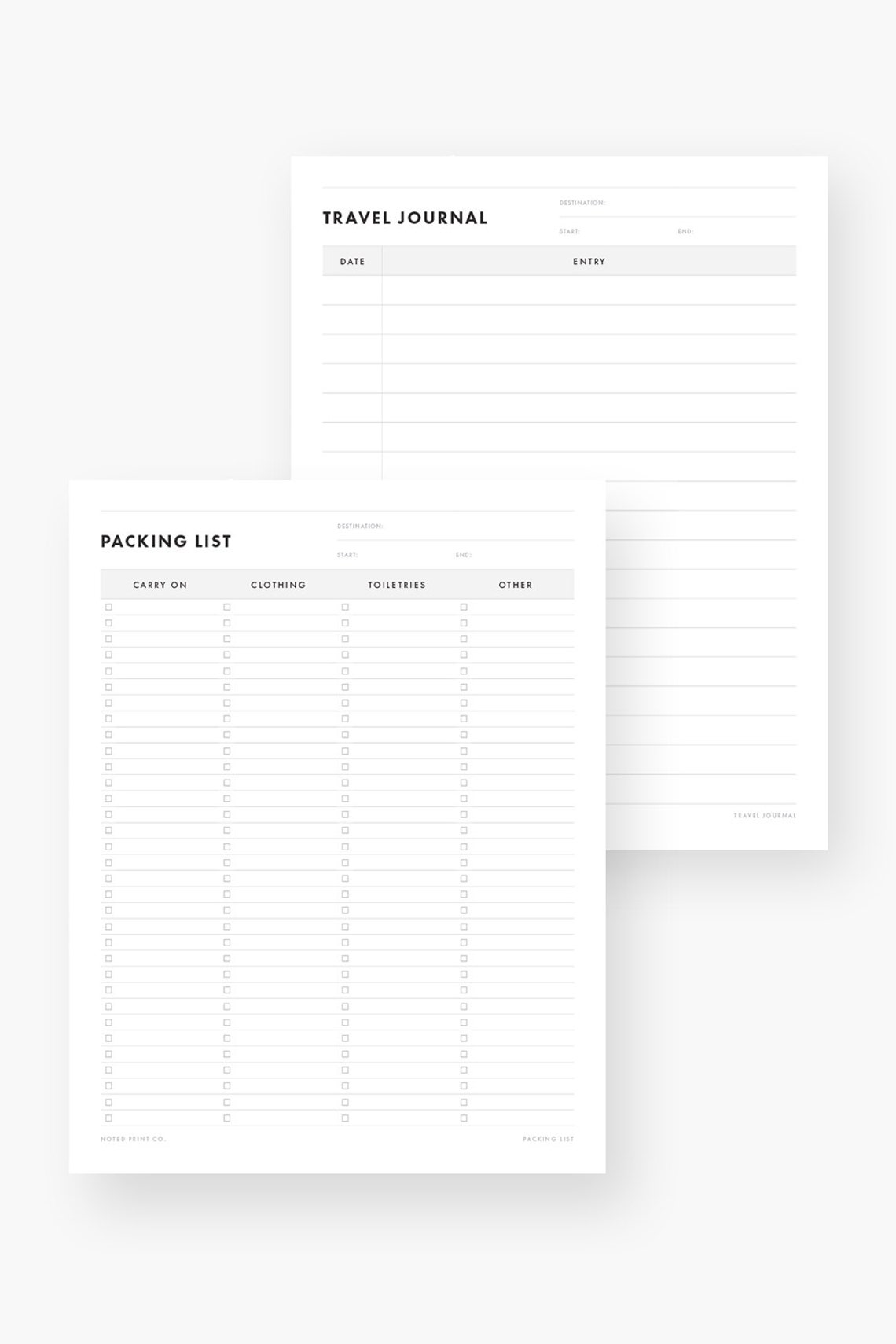 Minimalist Travel Bundle Itinerary Schedule Packing List Etsy