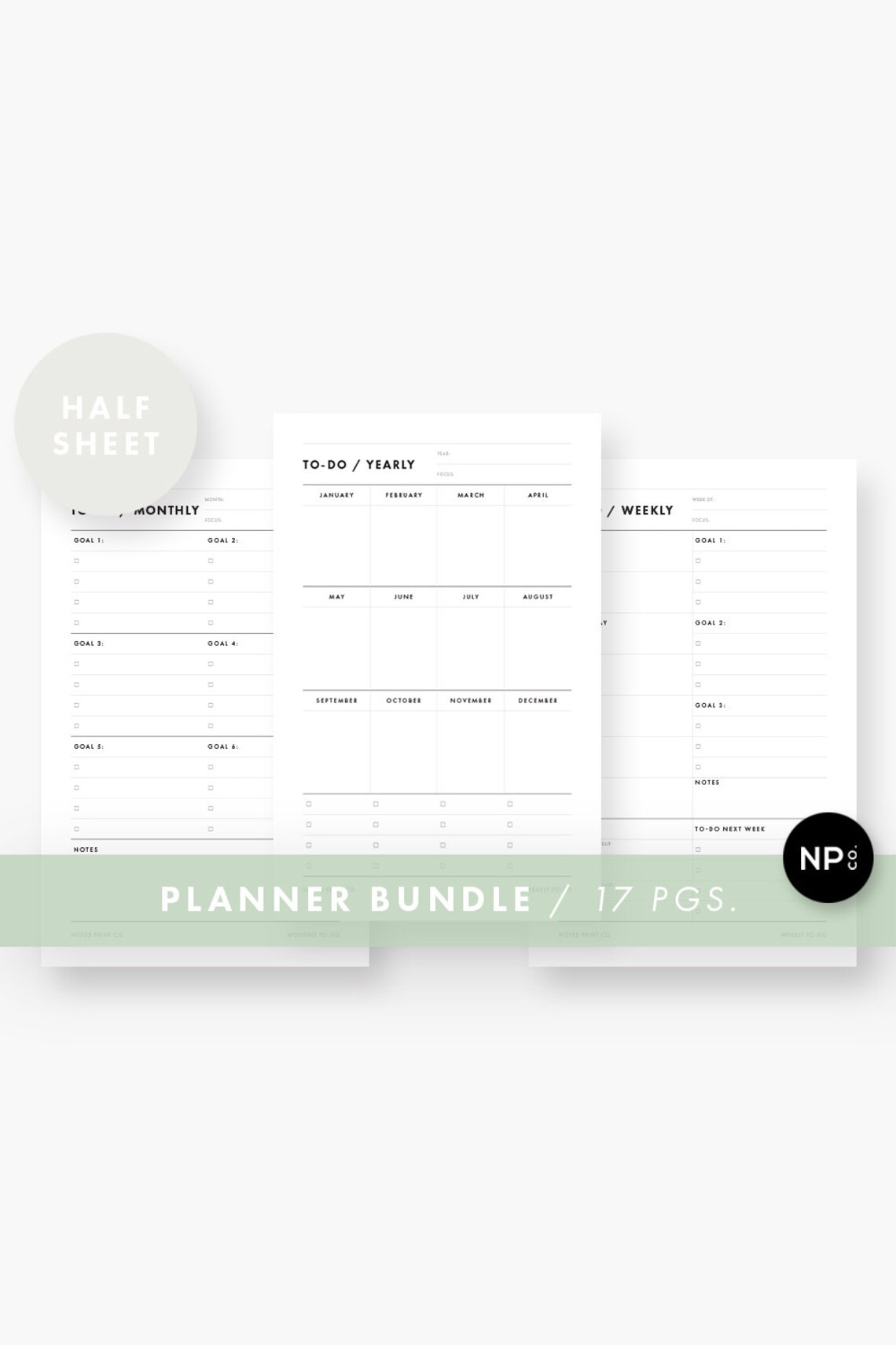 Planner Bundle 5.5 X 8.5 Half Sheet Printable PDF Daily, Weekly ...
