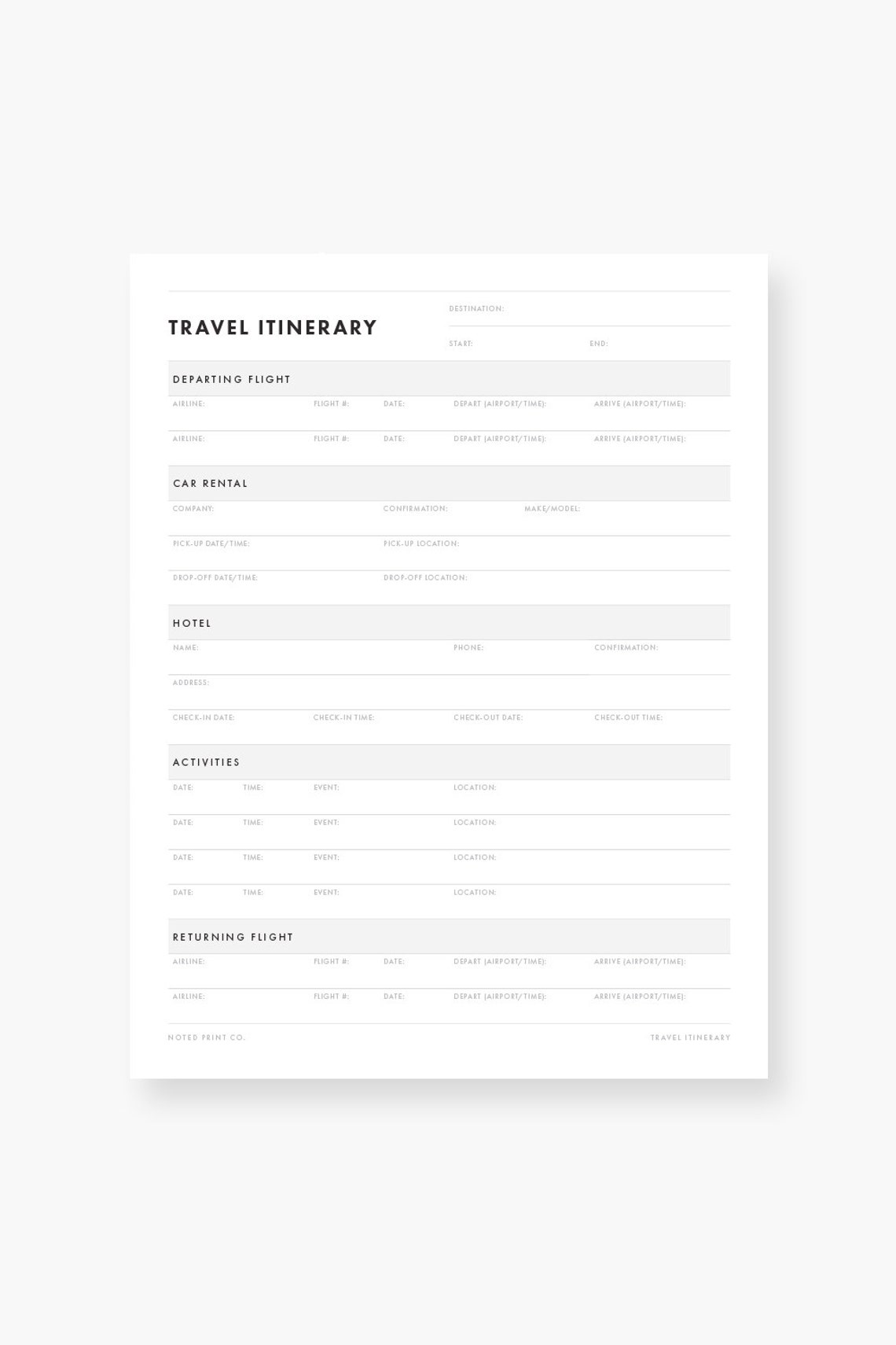 Vacation Planner Template / Travel Itinerary Planner / Printable Trip