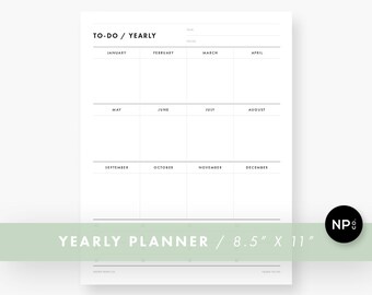 Printable Yearly Planner PDF / Minimalist Calendar Download / 8.5 x 11 Letter Size